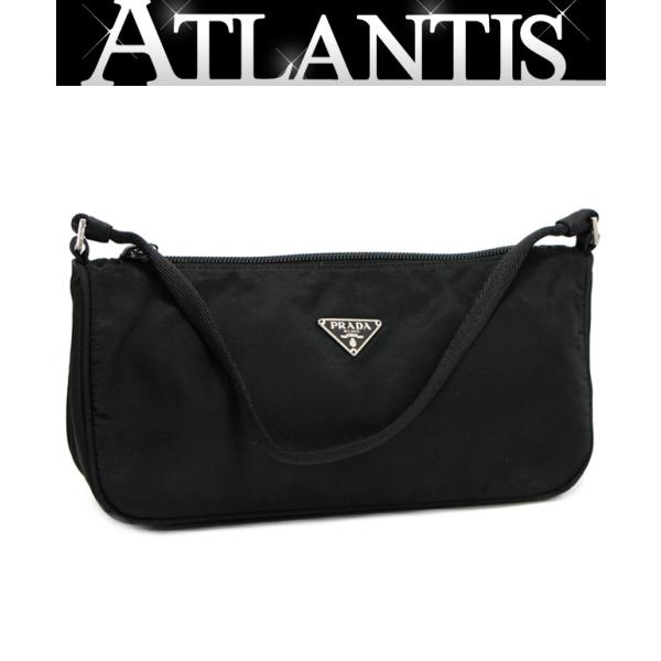 プラダ PRADA 三角ロゴ ポーチ ハンドバッグ ナイロン 黒 【65914