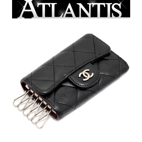 シャネル CHANEL マトラッセ 6連キーケース ラム 黒 S金具