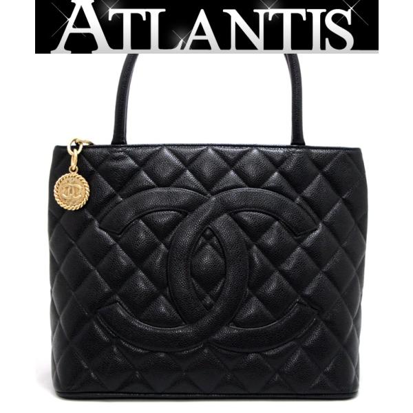 シャネル CHANEL 復刻トート ハンドバッグ キャビア 黒 7番 【66805