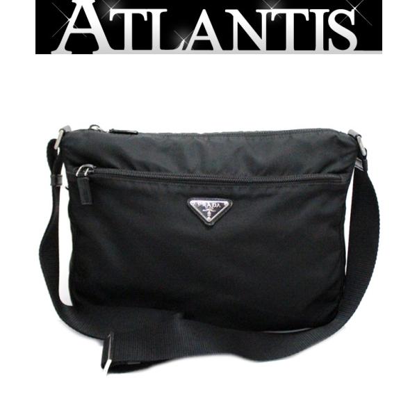 ★美品★PRADA プラダ ボディバッグ　 ナイロン　レザー　ブラック プラダ PRADA 三角ロゴ ショルダーバッグ ナイロン 黒 【66831