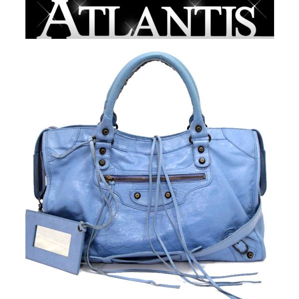 バレンシアガ BALENCIAGA ザ シティ 2WAYバッグ 115748 レザー ブルー