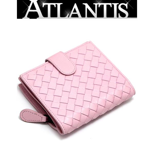 BOTTEGA VENETA(ボッテガヴェネタ) 2つ折り財布 マキシイントレチャート ライトピンク レザー ボッテガ・ヴェネタ BOTTEGA VENETA イントレチャート 二つ折り財布