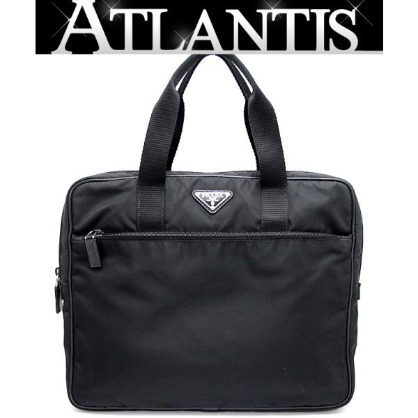 プラダ PRADA 三角プレート ブリーフケース ビジネスバッグ 黒 ナイロン プラダ PRADA 三角ロゴ ブリーフケース ビジネスバッグ ナイロン 黒