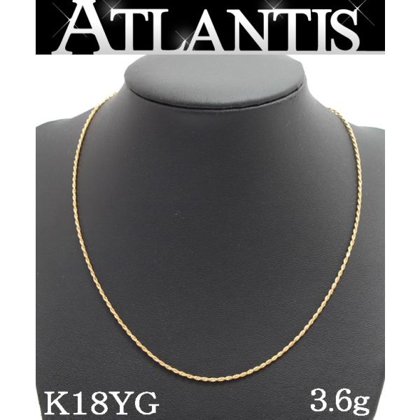 地金 K18YG ツイストチェーンネックレス 約40cm 約3.6g 【68723