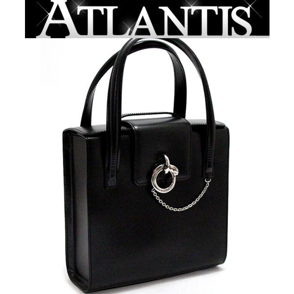 【Cartier】パンテール レザー S ハンドバッグ 送料込み 黒 美品 カルティエ Cartier パンテール ドゥ トップハンドルバッグ