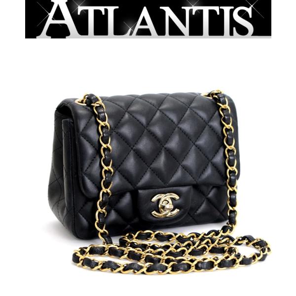 シャネル CHANEL ミニマトラッセ17 チェーンショルダーバッグ ラム 黒