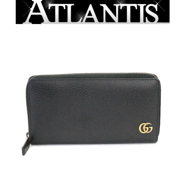 GUCCI◎グッチ ラウンドファスナー ジッピー 長財布 マーモント GG 黒 グッチ GUCCI GGマーモント ラウンドファスナー 長財布 レザー