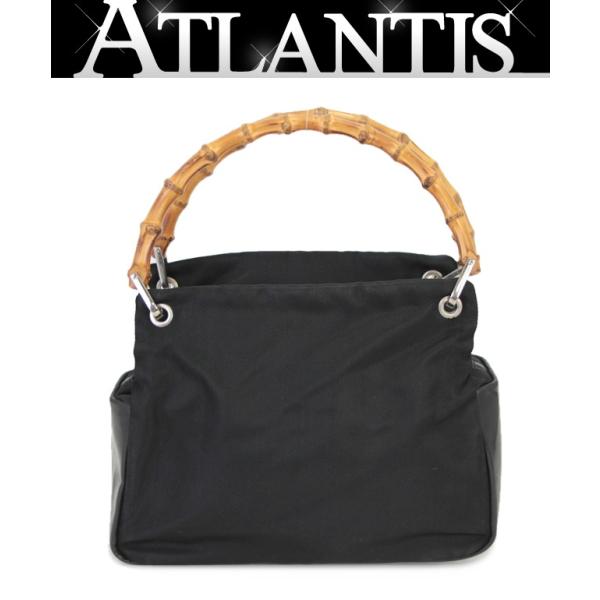 グッチ GUCCI バンブー ファスナー付きハンドバッグ ナイロン レザー