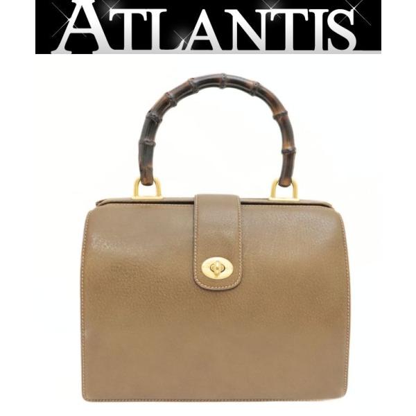 希少　GUCCI ダークブラウン レザー ハンドバッグ バンブー　ドクターズ グッチ GUCCI ヴィンテージ バンブー ターンロック ドクターズ