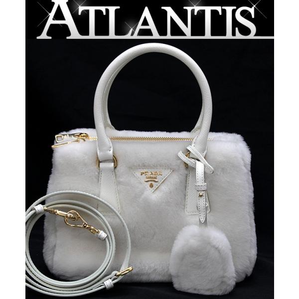 極美品 プラダ PRADA ガレリア スモール 2WAYバッグ ファー