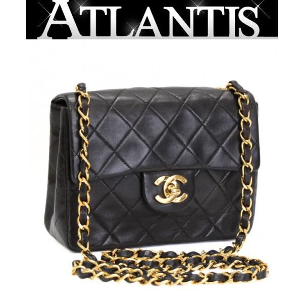 シャネル CHANEL ミニマトラッセ17 チェーンショルダーバッグ ラム 黒