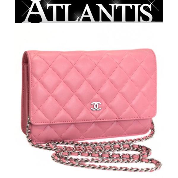 シャネル CHANEL マトラッセ チェーンウォレット ラム ピンク S金具 17