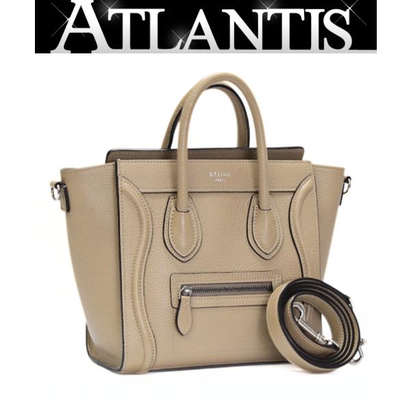 CELINE ラゲージナノショッパー　コール CELINE セリーヌ ラゲージ ナノショッパー 2WAYバッグ レザー ライト