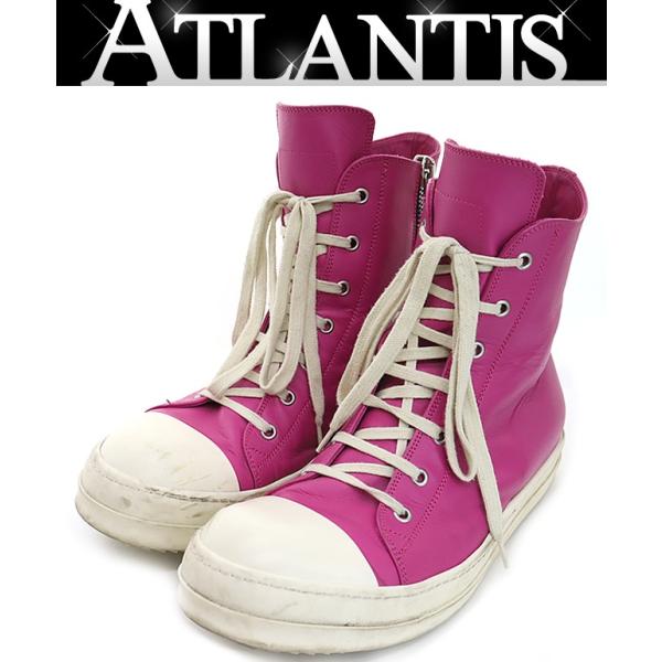 RICK OWENS 銀座店 リックオウエンス SALE ラモーンズ RAMONES サイドジップ ハイカット スニーカー size:43.5 ピンク 97669 atlantis_97669