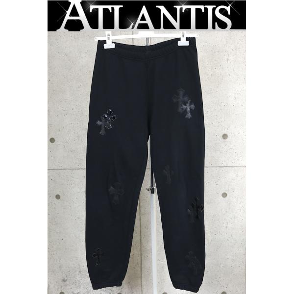 CHROME HEARTS 銀座店 クロムハーツ 美品 インボイス付き クロスパッチ付き スウェットパンツ メンズ SV925 size:S 黒 99806 CHROME HEARTS 銀座店 クロムハーツ 美品 インボイス付き クロスパッチ