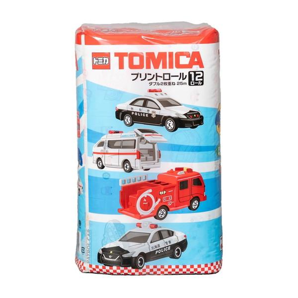 (送料無料)トミカ プリントロール ダブル 2枚重ね 25m 12ロール ●全8種類の柄がランダムに入ります。 西日本衛材 1個