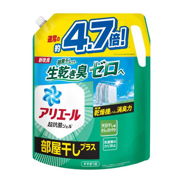 P＆G　アリエール　部屋干しプラス　超抗菌ジェル　超特大サイズ　850g　18袋 P&G アリエール 部屋干しプラス 超特大 つめかえ用 815g : 通販