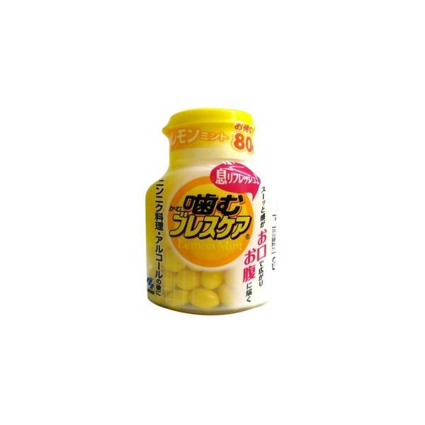 他サイト： 小林製薬 噛むブレスケア レモンミント 80粒 ボトルタイプ（口臭対策・エチケット食品）（4987072018323）の商品画像
