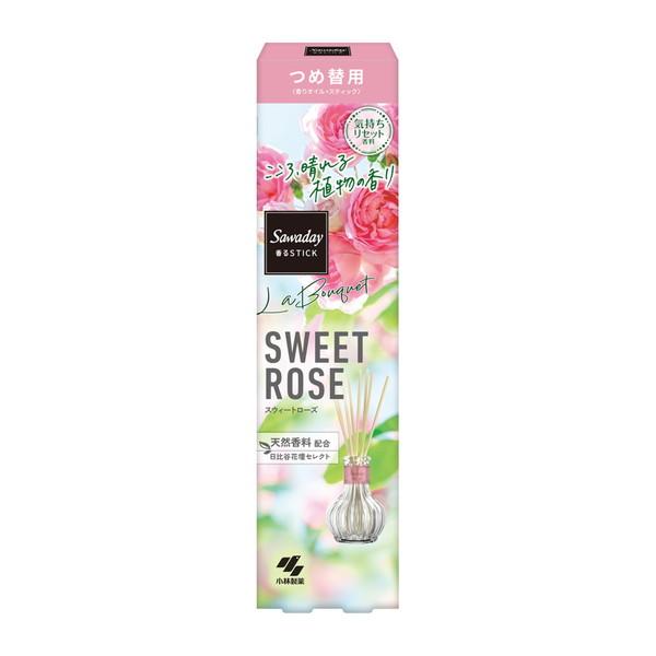 (×3個 配送おまかせ)小林製薬 サワデー 香るStick LaBouquet スウィートローズ つめ替用 70mL 香りオイルスティック