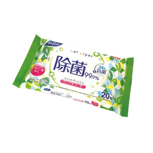ライフ堂 リファイン ノンアルコール 除菌ウェットティッシュ 大判 20枚身の回りの除菌に 大判サイズ / 4589506155460 / 紙製品:ウェットティッシュ:ウェットティッシュ広告文責：アットライフ株式会社TEL 050-3196...