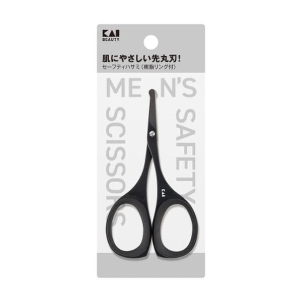 貝印 KQ1838 セーフティ ハサミ 樹脂リング付 チタンブラック マユ用ハサミ 眉毛男性向けの指穴サイズすべりにくい樹脂リングを装着 / 4901601076875 / 化粧品・化粧小物:メイク雑貨・美容小物:メイク雑貨:メイクアップ小...