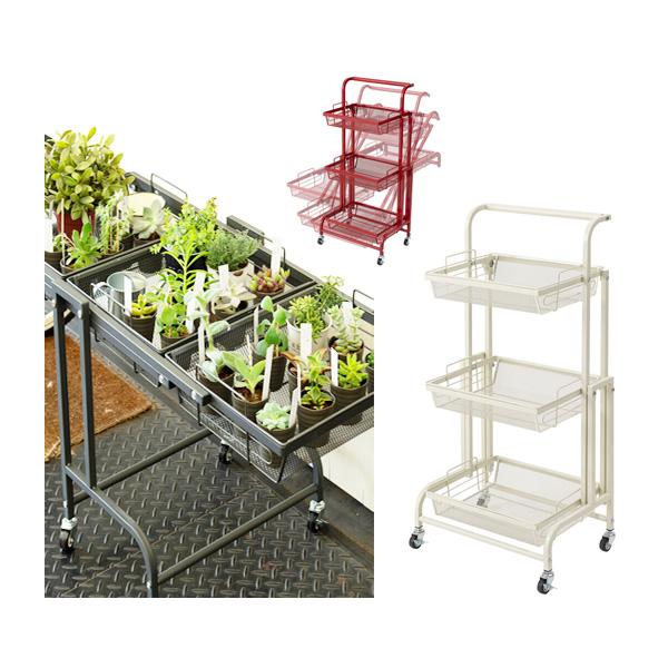 キッチンワゴン メッシュ カゴ キャスター 3段 収納 ワイヤー