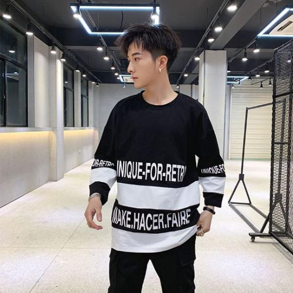 カラー切り替え ビッグ Tシャツ メンズ 韓国ファッション ストリート 7分袖 春 秋 トップス オーバーサイズ Buyee Servicio De Proxy Japones Buyee Compra En Japon