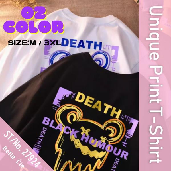 Ｔシャツ 半袖 バックプリント おもしろTシャツ プリントＴ ユニーク ロゴ レディース ユニセックス 韓国ファッション 大きいサイズ ゴシック かわいい くま 夏