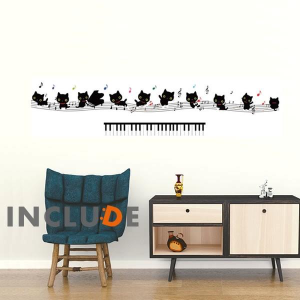 ウォールステッカー メロディ 猫 キャット 音楽 ピアノ 音符 楽譜 動物 アニマル 子供 窓 窓辺 かわいい Atm Atmosphere 通販 Yahoo ショッピング