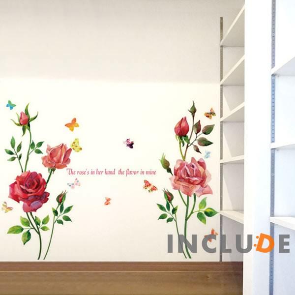 ウォールステッカー 花 赤い花赤色 桃色 桃薔薇 薔薇の花 薔薇 情熱 母の日 ロゴ 茨 荊棘 ハッピー フラワー 綺麗 花びら Atm Atmosphere 通販 Yahoo ショッピング