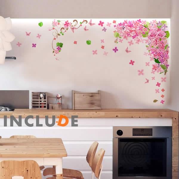 ウォールステッカー サクラ バラ 薔薇sakura ローズ ピンク 花吹雪 リーフ 花 トライバル 縁取り Atm Atmosphere 通販 Yahoo ショッピング