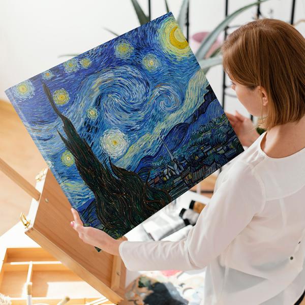 丸型原画「星月夜」アート/新品/青系/インテリア/絵画の通販