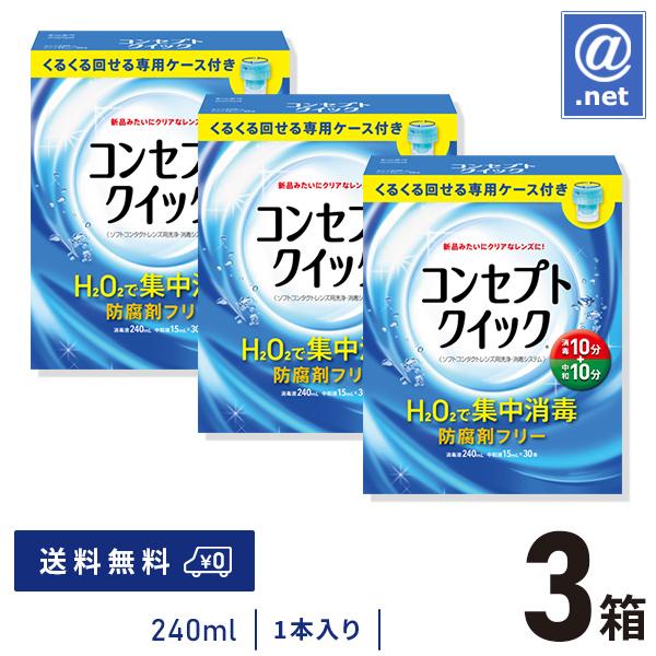 ケア用品 コンセプトクイック 専用ケース付き(消毒液240ml×1本＋中和液15ml×30本)×3箱 送料無料