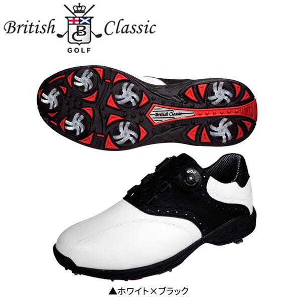 【送料無料】ブリティッシュ クラシック BCSH-6556 スパイク ゴルフシューズ ホワイト×ブラック ワイヤーロックシステム British Classic 送料無料」ブリティッシュ クラシック BCSH-6556 スパイク ゴルフ