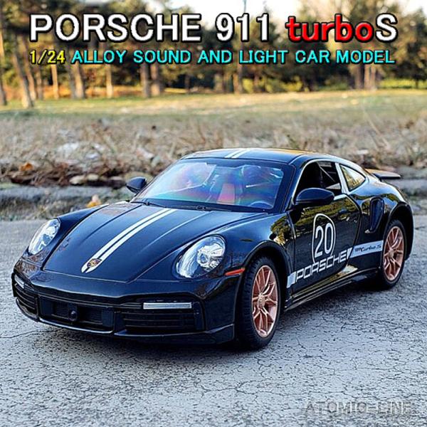 PORSCHE 911 turboS 1/24 ミニカー 全6色 ライト点灯 エンジンサウンド 合金モデル 模型 ジオラマ