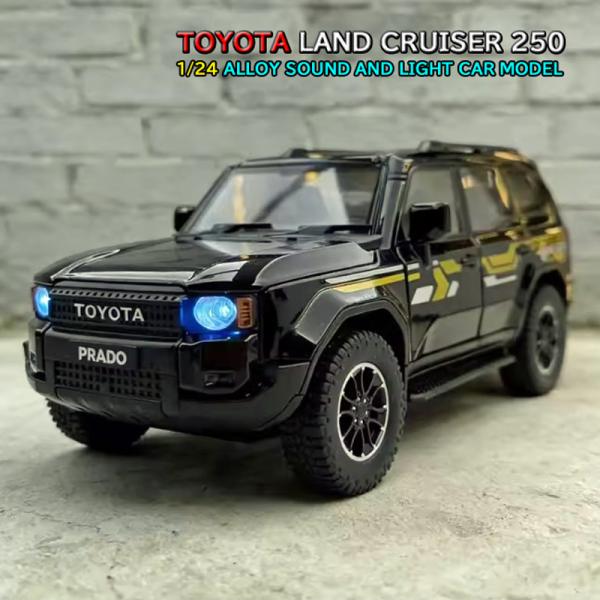 TOYOTA ランドクルーザー 250 PRADO 1/24 ミニカー 全3色 ライト点灯 エンジンサウンド 合金モデル 模型 ジオラマ