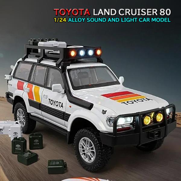 TOYOTA ランドクルーザー 80 1/24 ミニカー 全3色 ライト点灯 エンジンサウンド 合金モデル 模型 ジオラマ