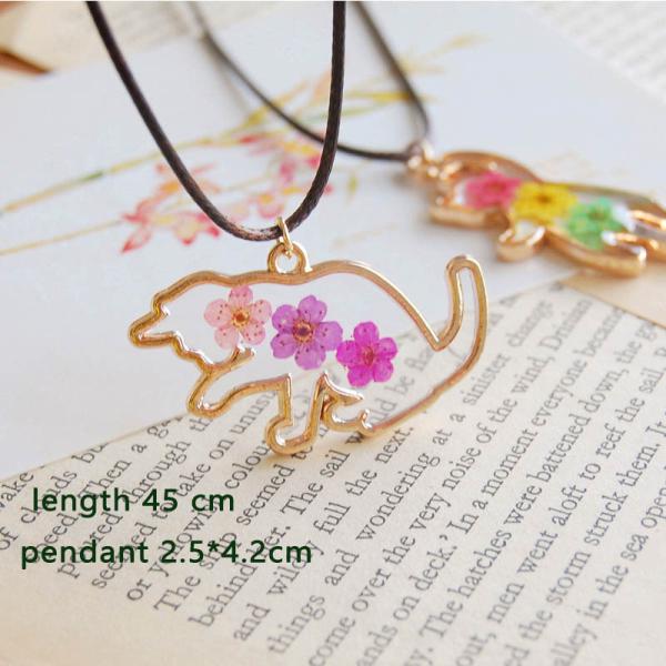 ねこ 猫 ドライフラワー ネックレス ハンドメイド 愛猫 ペンダント
