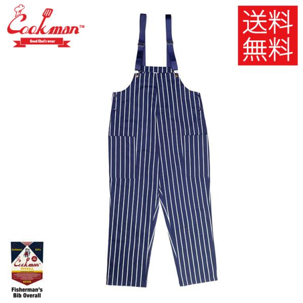 クックマン フィッシャーマンズ　ビブ　オーバーオール ワイドストライプネイビー COOKMAN クックマン Fisherman's Bib Overall Stripe Navy