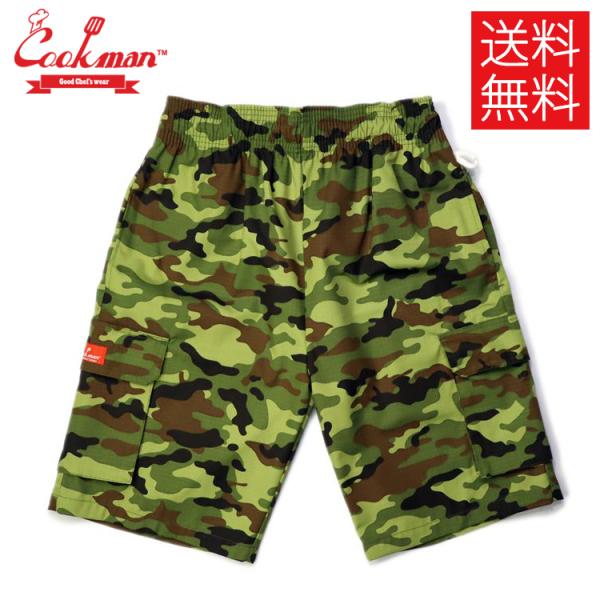 NbN} COOKMAN Cargo Ripstop Woodland Camo Green VFt V[gpc J[S bvXgbv EbhhJ O[  Chef Short Pants