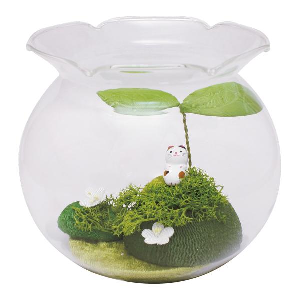 テラリウム はっぱのかさ 猫の庭 和風雑貨 インテリア ちりめんが彩る