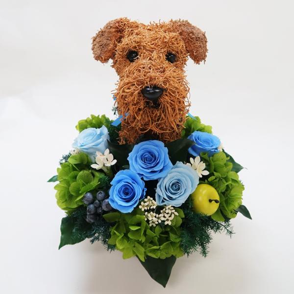プリザーブドフラワーアレンジ犬 海外 エアデールテリア Pretty 母の日ギフト 結婚祝い 誕生日 動物病院開院祝い ギフト ペットのお悔やみ プレゼント 開店祝い