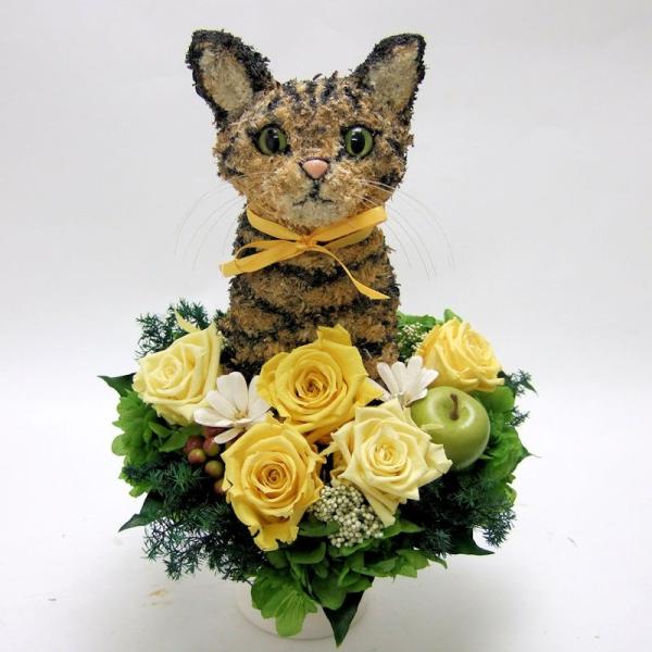 プリザーブドフラワーアレンジ猫 キジトラ Pretty 結婚祝い 誕生日