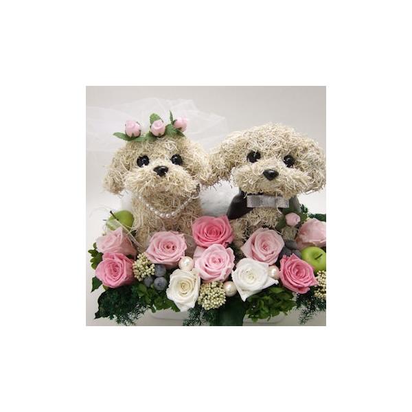 ウェルカムドール マルチーズ 結婚祝い トピアリードレス付き プリザーブドフラワー犬 結婚祝い マルチーズ 誕生日 プレゼント ギフト プレゼント 開店祝い 動物病院開院祝い Maltese Welcomedog 動物トピアリー アトリエ花倶楽部
