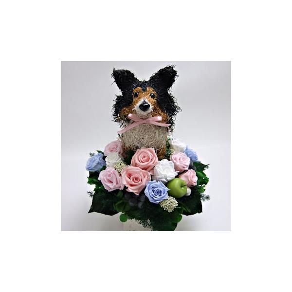 プリザーブドフラワーアレンジ犬 シェットランドシープドッグ Beauty 母の日ギフト 結婚祝い 誕生日 ギフト