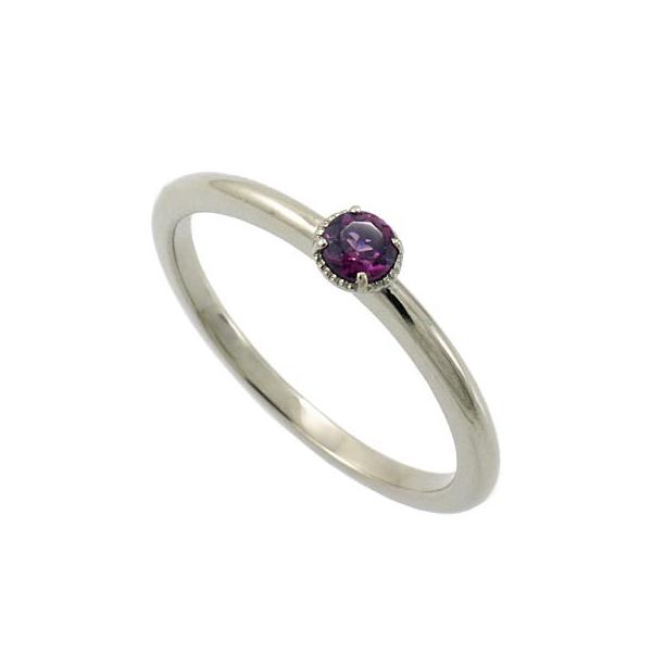 ロードライトガーネット リング 指輪 18金 ホワイトゴールド 重ねつけ