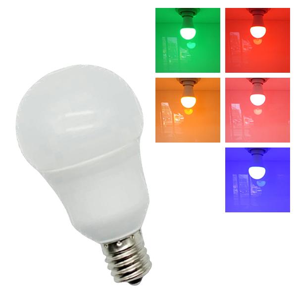 ミニクリプトンカラーLED電球 青 赤 桃 緑 黄色 4W 広配光角230°調光