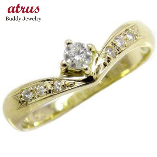 ダイヤモンドリング 一粒 一粒 リング 指輪 100402105 ジュエリー工房アトラス 18金 ダイヤモンド リング ピンキーリング ストレート 18金 K18 ダイヤ 送料無料 イエローゴールドk18