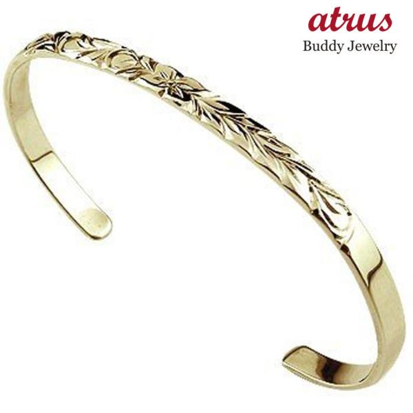 メンズ バングル メンズアクセサリー ハワイアン 腕時計 アクセサリー ハワイアンジュエリー ブレスレット メンズ ミル打ち 送料無料 yim103 ジュエリー工房アトラス メンズｌサイズ K10 ミル イエローゴールドk10