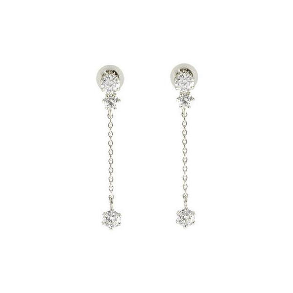 ピアス メンズ スリーストーン プラチナ ダイヤモンド トリロジー プラチナ ピアス ロングピアス スリーストーン メンズ トリロジー ピアスゆれる 天然石ダイヤ チェーン タッセル フリンジ 男性用 pm ジュエリー工房アトラス